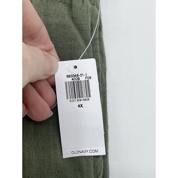 Old Navy High-Waisted Crinkle Gauze Super Wide-Leg Pants Size 4X Olive Green - Picture 5 of 11
